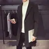 Abrigo de Lana Rojo Otoño Abrigo de Lana de Longitud Media para Hombre Moda Coreana Ajustado Abrigo de Trinchera de Invierno para Hombres Jóvenes