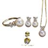 Accesorios DIY Plata de Ley S925 Dulce Juego de Anillo Colgante de Aretes de Perlas de Cuatro Diamantes Soporte Vacío Aretes Clásicos Collar