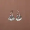 Novos Brincos de Tendência Nacional Estilo Chinês Estilo Antigo para Mulheres, Brincos Longos com Franja de Prata Xizang Estilo Palácio Retro, Joias para Orelha Estilo Étnico