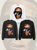 Camiseta de manga larga pesada lavada con estampado retro de cabeza grande Stewell Lil uzi vert holgada de hombros caídos para hombre