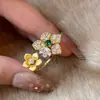 Anillo de Cubo de Azúcar Chapado en Oro con Incrustaciones de Diamantes Estilo Mismo 2026 Tienda Dorada para Mujer, Anillo para Dedo Índice Estilo Francés de Alta Gama de Lujo Ligero, Regalo para Novia