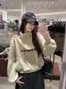 Foto Real de Moletom Feminino de Outono e Inverno Novo Estilo com Zíper Gola Polo Solto Emagrecedor Quente 94733
