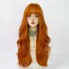 Peluca Jiahe naranja Lolita cabello largo rizado celebridad de internet flequillo de aire onda grande atmósfera dulce natural peluca
