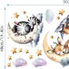 Adesivos de parede de animais dormindo em estilo cartoon nórdico, adesivos de lua, estrelas e nuvens, decoração de fundo para quarto infantil, adesivos de parede autoadesivos