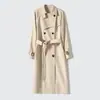 Design de Trench Coat Rainha, Casaco de Comprimento Médio para Primavera Inicial para Mulheres, Moda Feminina Estilo Coreano Primavera e Outono 2026 com Efeito Drapeado