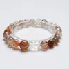 Impresión Romántica Pulsera de Cristal Natural Oro Negro Super Siete para Mujeres, Regalo Versátil, Pulsera de Oro Negro Super Siete al por Mayor