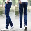 Jeans masculino fino stretch primavera e verão 2021 ins marca de moda slim fit skinny reto calças compridas da moda