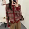 Cárdigan de Punto Fair Isle Vintage para Mujer 2026 Primavera y Otoño Nuevo Diseño Abrigo Suéter Corto Top Único