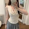 Camiseta com Alças de Camisola para Mulheres, Única, Exquisita, Linda e de Alta Qualidade, Sem Mangas com Gola Swing, Nova Peça de Roupa Externa Doce e Picante