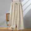 Pantalones tipo "dad" de algodón y lino, estilo retro para mujeres de mediana edad y mayores, pantalones rectos transpirables y de corte holgado para el verano