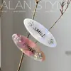 Pinza de Pato de Forma Ovalada Nueva Estilo Coreano con Pedrería y Letra, Color de Verano, Pinza Elegante de Gama Alta para Flequillo, Pinza Lateral Linda para Niña