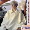 Nueva Camisa Polo de Manga Larga con Patrón de Trigo para Hombre Otoño 2026, Sudadera de Moda con Cuello Campana, Chaqueta Camiseta Casual Holgada Estilo Americano