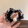 Scrunchie de renda xadrez simples com babados, elástico de cabelo feminino e estiloso