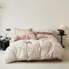 Nuevo juego de ropa de cama de cuatro piezas de gasa doble estampada, grado A, apto para bebés y madres, ropa de cama tejida estampada de doble capa para todas las estaciones