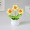 Planta de Girassol em Vaso de Fio Tecido Transfronteiriço Flor Artificial Decoração de Mesa para Sala de Estudo, Pequeno Presente para a Temporada de Volta às Aulas e Dia do Professor