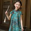 Cheongsam de Estilo Chinês para Meninas Verão Novo Vestido Midi Clareador de Estilo Chinês Roupas de Apresentação Florais para Meninas Cheongsam Pequeno