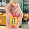 Llavero con colgante de hamburguesa y papas fritas de simulación práctica y creativa, con dibujos animados, bonito pegamento suave, con forma de pizza, regalo al por mayor