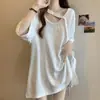 Camiseta Lisa de Color Sólido de Talla Grande para Mujer, Nuevo Estilo de Verano, Corte Holgado, Diseño Adelgazante, Camiseta Básica Juvenil, Top para Mujer