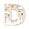 Enfeites Decorativos de Madeira de Natal Transfronteiriços com 26 Letras e Design de Padrão Floral para Artesanato e Decoração Caseira