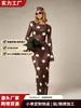 Vestido de malha com bolinhas, best-seller transfronteiriço europeu e americano para mulheres, com fenda nas costas, vestido de praia sexy transparente justo para garotas descoladas