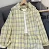 Camisa de Protección Solar de Manga Larga a Cuadros Estilo Retro Americano Nuevo, Camisa Holgada Casual Perezosa, Top para Pareja, Ropa de Abrigo