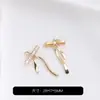 Preservação de Cor Conjunto de Ouro 14K Pacote Esquadro T Zircônio Laço Pingente de Borla Brincos Artesanais DIY Pingentes Deslizantes Acessórios
