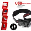 Nova Lanterna de Cabeça Mini para Pesca Noturna ao Ar Livre com Sensor de Alto Brilho LED Recarregável por USB Luz Vermelha de Advertência Lanterna à Prova d'Água