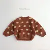 Cor linda e estilo versátil~ Suéter infantil outono e inverno versão coreana estampa de bolinhas para meninos e meninas moda retrô pulôver malha