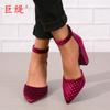 Sapatos Femininos de Moda Jedi Novo Europeu e Americano Bico Fino Exportação Tamanho Grande Salto Alto Fivela Sapatos Femininos de Moda