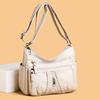 Nova Bolsa Transfronteiriça Multicamadas de Couro Macio Bolsa Feminina de Grande Capacidade Moda Retrô Versátil Bolsa Transversal Feminina Bolsa de Axila para o Dia a Dia