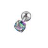 Brincos de aço inoxidável transfronteiriços Opal, tachas de ouvido com zircônia redonda, pregos de osso da orelha Opal, bola de furo multicolorida, anel de osso da orelha com haste reta