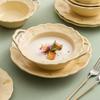 Tulipa Cerâmica Louça Prato Prato Doméstico Tigela de Sopa Estilo Creme Único Conjunto de Pratos de Café da Manhã de Alto Valor Combinação