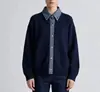 Cardigan de Tricô Patchwork em Jeans Coreano e Japonês Mais Vendido Outono Nova Moda Suéter de Tricô Slim Jaqueta Cardigan Feminina