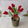 Flores Artificiales de Seda y Plantas Verdes, Ramos de Mano, Flores Falsas Decorativas, Tulipanes Artificiales para Decoración de Escenas, Flores Artificiales Amarillas