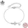 Pulseira Original Aifuluo Cruz Estrelada Prata de Lei S925 Banhada a Ouro Branco Moda Joias para o Dia a Dia Feminino Atacado Joias de Mão