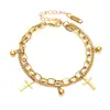 Pulseira Feminina Nova 2024 Que Não Desbota, Pulseira de Empilhar Coração de Amor de Verão, Pulseira de Corrente Dupla de Aço Titânio Elegante e Personalizada