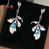 Aretes de plata de ley con incrustaciones de piedra lunar azul natural para mujer parte superior súper excelentes parte inferior de plata de ley hipoalergénicos sin decoloración