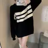 Suéter holgado de punto de longitud media para mujer, estilo casual, nueva prenda exterior de invierno, top de manga larga tipo jersey, moderno