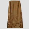 Nova Saia de Cetim Jacquard Estilo Chinês com Botões Tradicionais Chineses, Novo Modelo Primavera 2026, Cintura Alta, Emagrecedora, Saia de Comprimento Médio para Mulheres