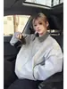 Interior de coche gris título suelto de comercio electrónico cuello contrastante diario casual sin repetición chaqueta nicho estilo coreano ropa de calle estilo americano
