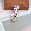 Grampo de Cabelo Feminino Estilo Vintage com Franja Lateral Laqueada Acessório de Cabelo Floral Presilha de Cabelo com Design Pintado