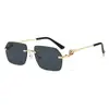 Nuevas Gafas de Sol Metálicas Biseladas Sin Marco de Moda, de Alta Gama para Mujer, Versátiles para Viajes Casuales, Estilo Retro Europeo y Americano