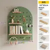 Estante de Pared de Tablero Perforado de Madera Maciza para Almacenamiento Pasillo Color Nogal Forma Decoración de Pared Exhibición de Almacenamiento
