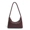 Bolsa de palha simples e elegante estilo coreano para mulheres, bolsa de ombro de design exclusivo, bolsa hobo de couro macio, bolsa de bolinho, bolsa de ombro para o dia a dia