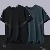 Camiseta de Hielo de Seda de Verano para Hombre, Cuello Redondo, Secado Rápido, Manga Corta, Delgada, Transpirable, Manga Media, Talla Grande, Top Deportivo Holgado de Moda para Hombre