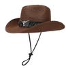 Sombrero vaquero de paja estilo retro americano de vaca y tau, sombrero para el sol informal retro para hombre y mujer, sombrero panamá resistente al viento y transpirable.