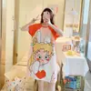 Camisón para Mujer Verano 2025 Nuevo Camisón de Largo Medio Ropa para el Hogar Pijama de Estudiante de Dibujos Animados Estilo Coreano para Vestir