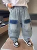 Roupas de Primavera e Outono para Meninos Calças Jeans Estilo Coreano Infantis Bonitas Largas Casuais Calças Scimitar Calças de Bebê Comércio Exterior