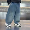 Ropa de Primavera y Otoño para Niños Jeans Casuales de Doble Curva Estilo Coreano Jeans de Pierna Curva Modernos Geniales para Niños Pantalones para Niños Pequeños