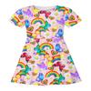Vestido Europeo y Americano Transfronterizo para Niños Estampado Digital 3D Estilo Animales de Dibujos Animados Lindos Moda Manga Corta Vestido de Princesa